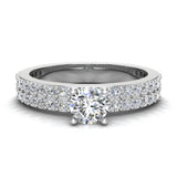 Two-Row Diamond Engagement Rings 14K Gold 1.18 carat I1 Glitz Design - White Gold