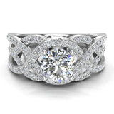1.20 Ct Diamond Engagement Ring with Scrollwork and Twists 14K Gold-G,SI - White Gold
