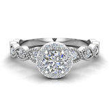 Round brilliant Halo Diamond engagement ring marquee 14K Gold 0.50 CT I1 - White Gold
