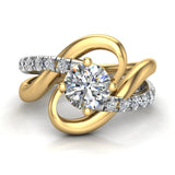 Streamer Style Diamond Engagement Rings 2-Tone 14K 1.25 ctw I1 - Yellow Gold