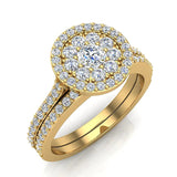 0.88 ct Illusion Solitaire Diamond Wedding Ring Set 14K Gold (G,SI) - Yellow Gold