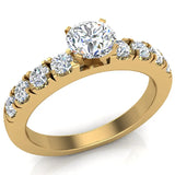 Classic Diamond Accented Solitaire Engagement Ring 14K Gold-G,SI - Yellow Gold