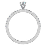 Petite Engagement Ring Round Cut Diamond 14K Gold 0.65 ct-I,I1 - White Gold