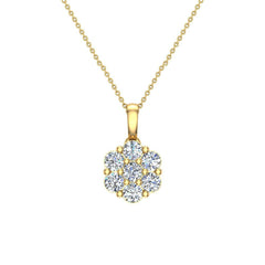 Necklace Diamond Cluster Flower Style Yellow Gold