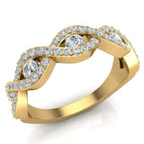 18K Gold Intertwined Diamond Wedding Ring 0.75 Carat (G,VS) - Rose Gold