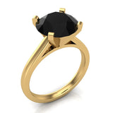5.00 Ct Black Diamond Solitaire Engagement Ring 4 Prong Setting 10mm 14K Gold - Yellow Gold