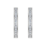 14K Hoop Earrings 26mm Diamond Line Setting Click-in Lock 1.62 ct-I,I1 - White Gold