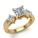 Three-stone Princess cut Engagement ring 14K Gold 1.40 CT G,SI - Rose Gold