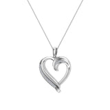 18K Gold Necklace Petite Heart Diamond Pendant Pave set 1/6 ctw-G,SI - White Gold
