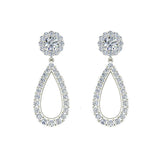 1.66 Ct Fashion Diamond Dangle Earrings Artisanal Tear Drop 14K Gold-I,I1 - White Gold