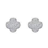 Luck Charm Clover Pave Cluster Diamond Stud Earrings 1/2 ct 14K Gold-G,SI - White Gold