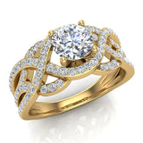 1.67 Ct Diamond Engagement Ring with Scrollwork and Twists 18K Gold-G,VS - Yellow Gold