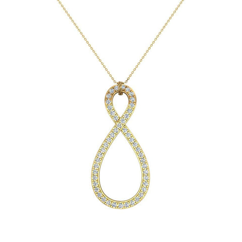14K Gold Necklace 1.15 ct tw Diamond Infinity Pendant L,I2 - Yellow Gold
