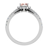1.70 Ct Pear Cut Pink Morganite Halo Diamond Wedding Ring Set 14K Gold-I,I1 - White Gold