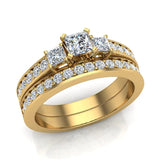 Past Present Future Princess Diamond Wedding Set 1.06 ct 14K-I,I1 - White Gold