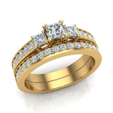 Past Present Future Princess Diamond Wedding Set 1.06 ct 14K-F,VS - White Gold