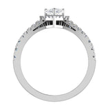1.75 Ct Moissanite Pear Cut Halo Diamond Wedding Ring Set 14K Gold-I,I1 - White Gold