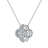 0.80 cttw Loop style Flower Cluster Diamonds Necklace 14K Gold-G,SI - White Gold