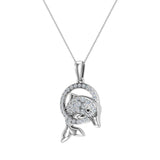 Bottle-Nose Dolphin 14K Gold Diamond Charm Necklace 0.74 cttw-I,I1 - White Gold