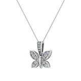 18K Gold Necklace 0.17 ct tw Diamond Butterfly Charm-G,VS - White Gold