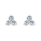 Three Stone Triangle Setting Diamond Stud Earring 18K Gold-G,VS - White Gold