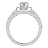 1.38 Ct Round Brilliant Cut Halo Diamond Engagement Ring Set 14K Gold (G,VS) - White Gold
