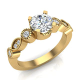 0.93 Carat Vintage Engagement Ring Settings 14K Gold (I,I1) - Yellow Gold