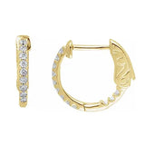 14K White 1/4 CTW Diamond Inside-Outside 14.5 mm Hoop Earrings-I,I1 - Yellow Gold