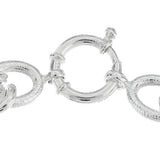 Sterling 6-3/4" Polished and Textured Status Link Bracelet, 27.6g