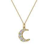 Crescent Dainty Charm Diamond Necklace 18K Gold 0.24 ct-G,SI - Yellow Gold