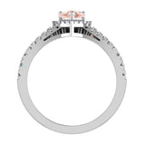 1.75 Ct Pear Cut Pink Morganite Halo Diamond Wedding Ring Set 14K Gold-I,I1 - White Gold