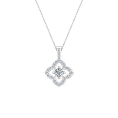 Floral Pattern Diamond Necklace 14K White Gold