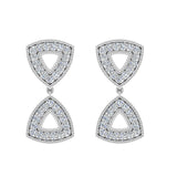 Minimalist Triangle Motif Diamond Dangle Earrings 14K Gold 0.60 ct-I,I1 - White Gold
