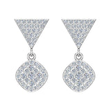 Cushion Diamond Dangle Earrings 18K Gold 0.80 ct-G,VS - White Gold