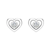 Diamond Earrings Heart Shape Studs Bezel Settings 10K Gold-J,SI2-I1 - White Gold