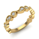 Designer Paisley Milgrain Stacking Diamond Wedding Band 0.28 Ctw 14K solid Gold (I,I1) - Yellow Gold