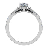 1.70 Ct Moissanite Pear Cut Halo Diamond Wedding Ring Set 14K Gold-I,I1 - White Gold