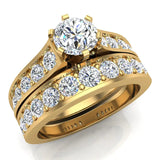 Riviera Wedding Rings for Women Bridal Set Round Cut 2.05 ct 18K Gold-G,SI - Yellow Gold
