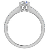 GIA Round brilliant diamond engagement rings split shank 14K 1.10 ct I I1 - White Gold
