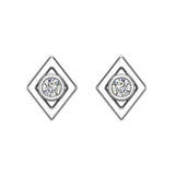 0.10 ct Diamond Earrings Kite Shape Studs Bezel Settings 10K Gold-J,SI2 - White Gold