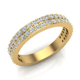 Stacking Dual Row Wide Round Diamond Wedding Band 0.81 ctw 18K Gold (G,SI) - Yellow Gold