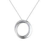 0.61 ct Diamond Pendant Intertwined Circles Necklace 14K Gold-L,I2 - White Gold