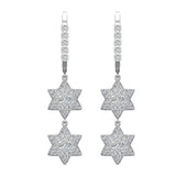 Star of David Diamond Dangle Earrings Drop Style 14K Gold 1.31 ct-I,I1 - White Gold