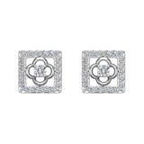 14K Gold Diamond Stud Earrings Square Shape 0.88 carat (G,SI) - White Gold