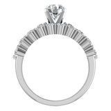 Round Diamond Wedding Ring Set shared prong 14K Gold 1.50 ct-F,VS - White Gold