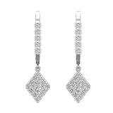 Kite Diamond Dangle Earrings Dainty Drop Style 14K Gold 0.75 ct-G,SI - White Gold