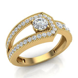 18K Gold Diamond Buckle Ring Glitz Design (G,VS) - Yellow Gold