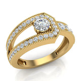 0.75 Ct Diamond Buckle Ring 14K Gold-G,SI - Yellow Gold
