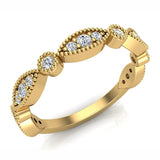 Stacking Circle & Marquee Designer Milgrain Diamond Wedding Band 0.28 Ctw 14K solid Gold (I,I1) - Yellow Gold