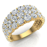 Triple Line Diamond Half Eternity band Wedding Ring 14K Gold-G,SI - Yellow Gold